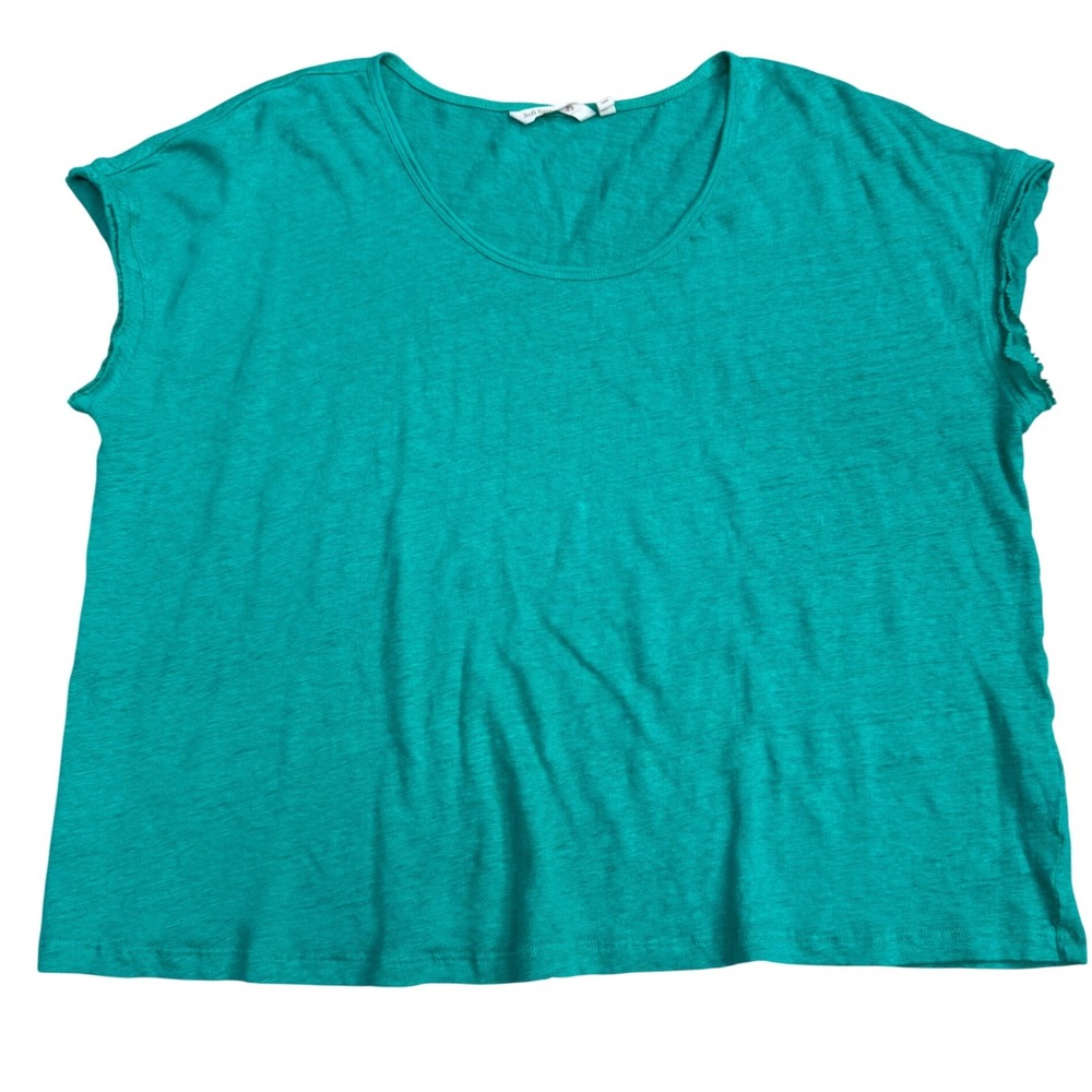 Soft Surroundings 100% Linen Short Sleeve Top Women Size L Summer Boho